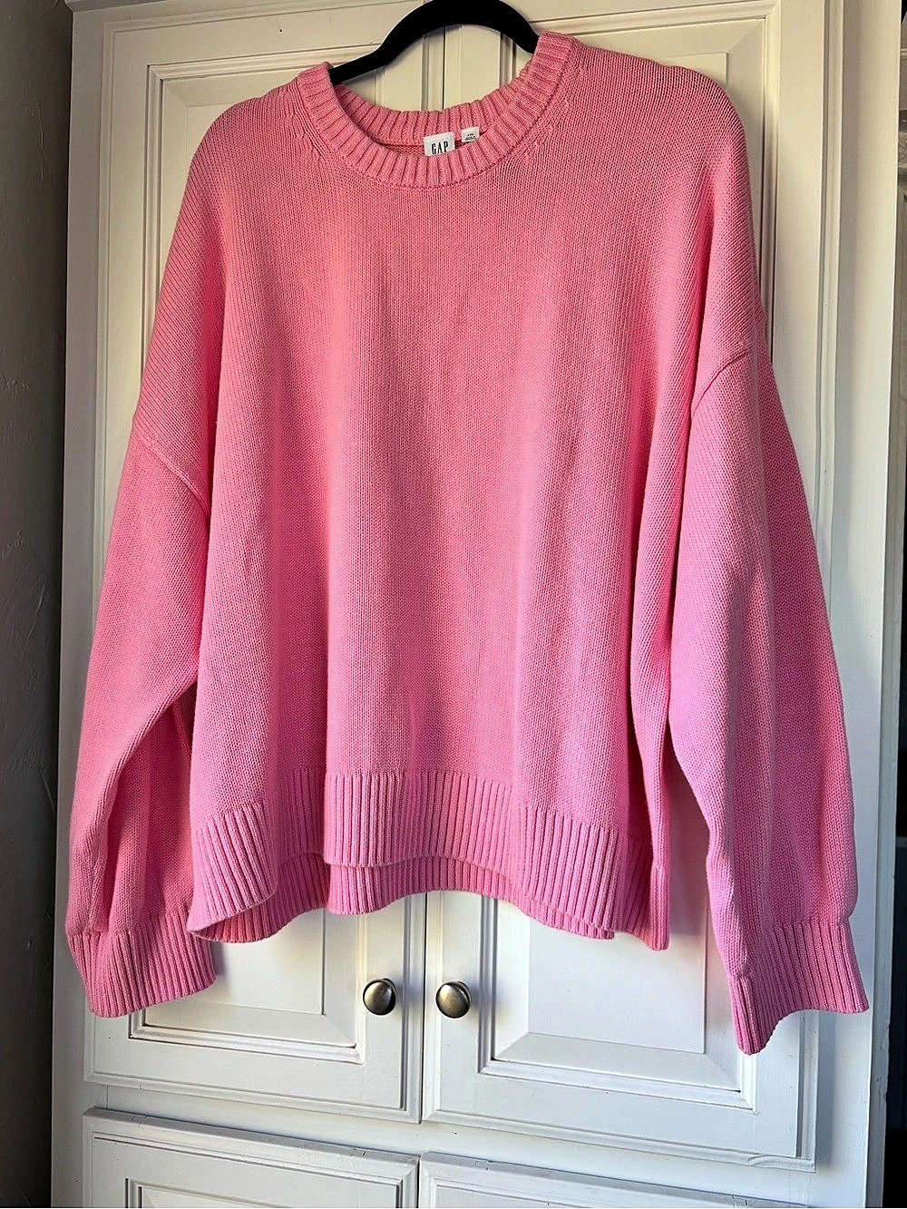 Gap 100% Cotton Oversized Sweater in May Pink Crewneck Sweater XXL